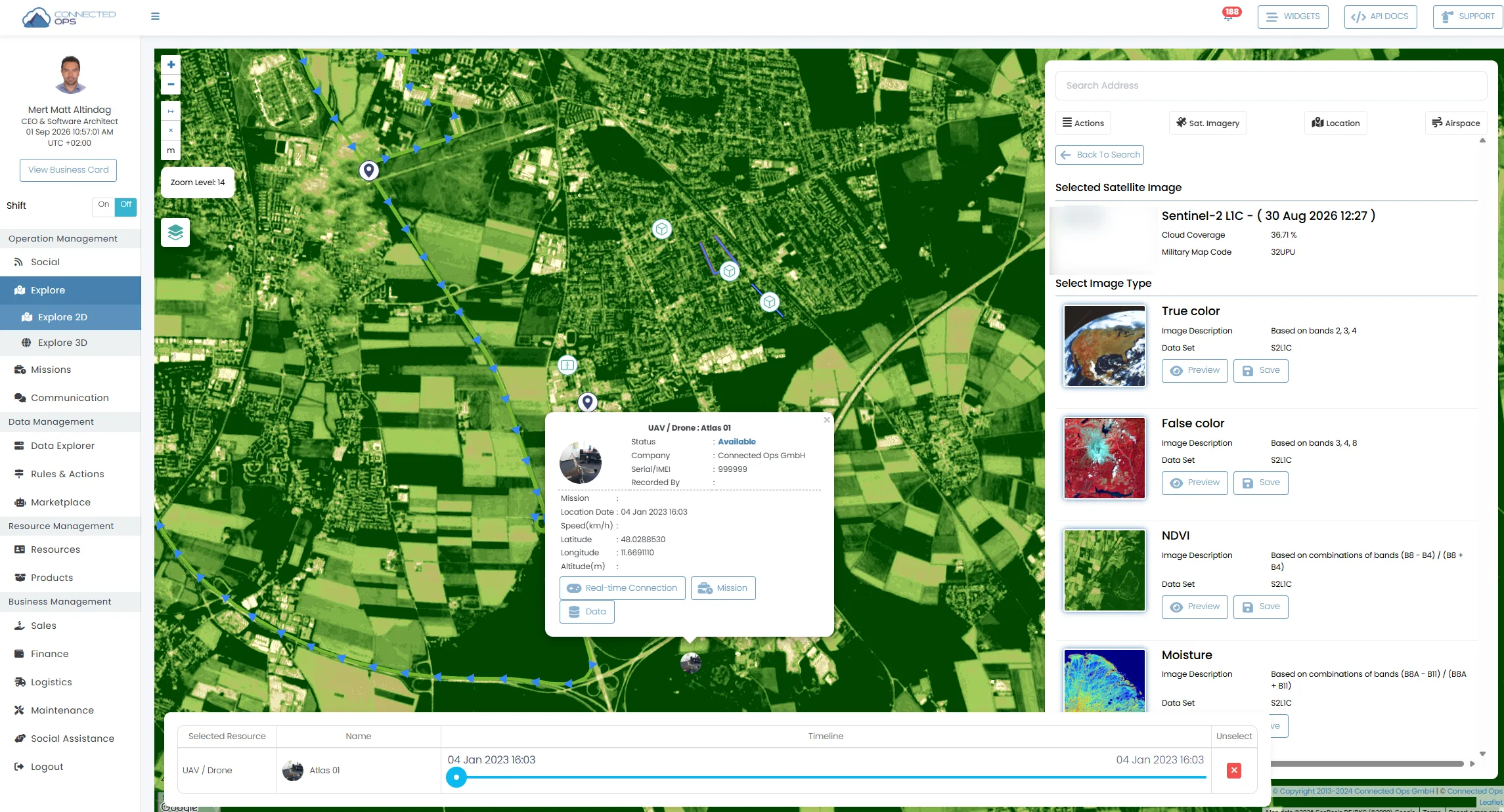 Earth observation imagery analyzed by Connected Ops AI